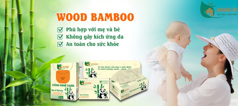 Giấy gấu trúc thương hiệu WOOD BAMBOO giấy sạch hoàn toàn từ sợi trúc nguyên sinh và bột giấy nguyên chất, không chất tẩy trắng, không hoá chất độc hại