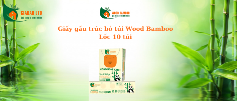 Giấy gấu trúc bỏ túi Wood Bamboo 3 lớp (lốc 10 túi)