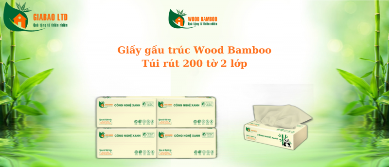 Giấy gấu trúc Wood Bamboo túi rút 200 tờ 2 lớp