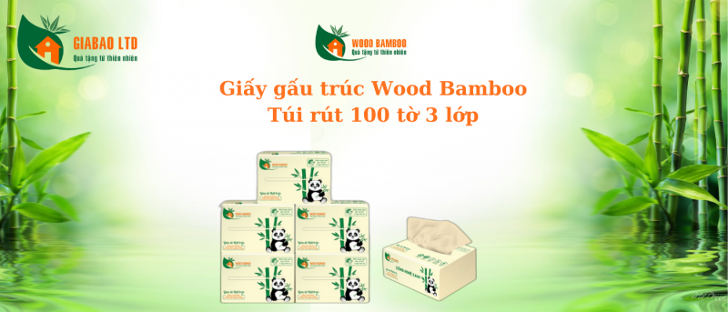 Giấy gấu trúc Wood Bamboo túi rút 100 tờ 3 lớp